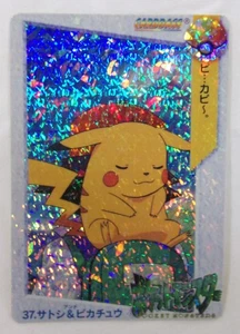 Bandai Carddass Pokemon Pocket Monsters Anime Collection #37 Ash & Pikachu Holo - Picture 1 of 2