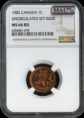 1982 Canada Small Cent NGC MS66 RD MAC - Quality - Image 1 of 2