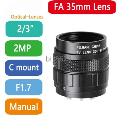 35mm F1.7 CCTV TV Movie Lens C Mount Macro Ring for Sony E Nex Film Fixed Focus - Image 1 of 4