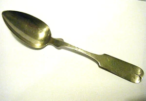8.5" Large Antique 1840s J&G Johnson & Godley American Coin Silver Fiddle Spoon  - Picture 1 of 6