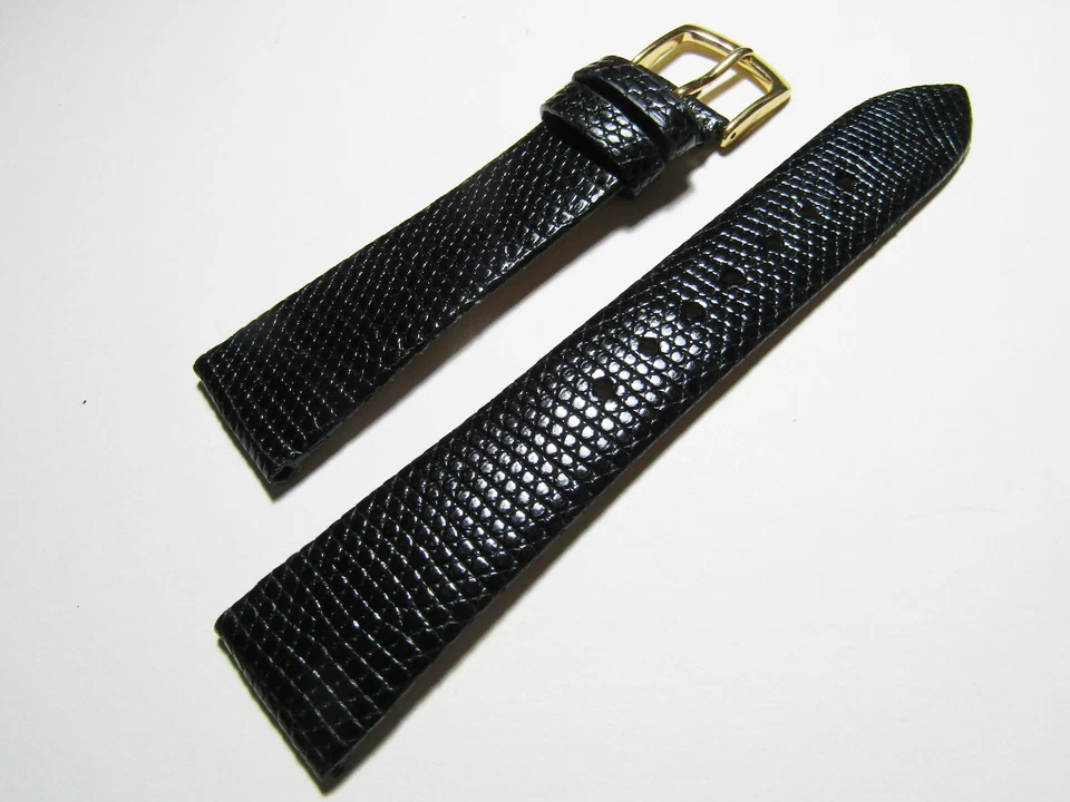 19mm Hadley-Roma Genuine Lizard Black Unstitched Watch Band Strap MS700