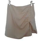 Beginning Boutique Lemon Sorbet Mini skirt 10 Pre-Loved Silk Type Slit Ruched 