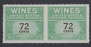 U.S., 1942. Wine Tax Stamp RE141 Pair, Mint, NH