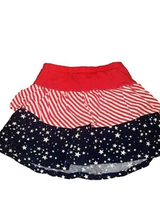 Girls Size 7 Patriotic Flag Skirt Red White Blue 4th Of July Built In Shorts - Picture 1 of 4