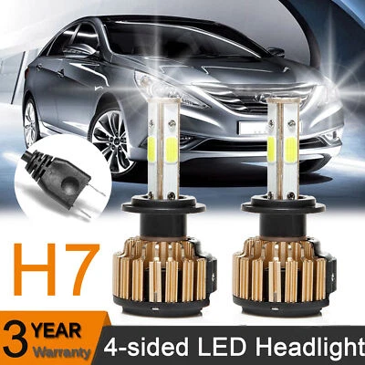 2x H7 R9 Blanco 6000K 4-Sided Kit de faros LED Low Beam Bulbs 240W 24000LM - Imagen 1 de 4