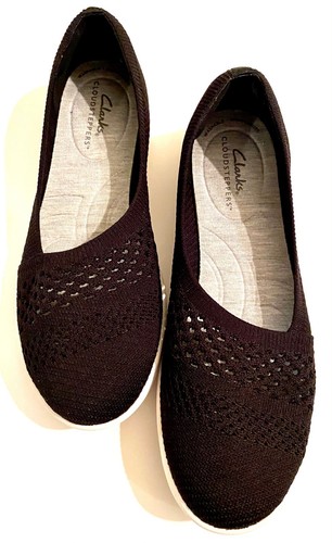Scarpe Clarks Cloudsteppers donna taglia 8 nere ballerine piatte Adella Moon slip on