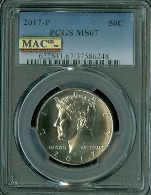 2017 P KENNEDY HALF DOLLAR PCGS MS67 PQ 2ND FINEST GRADED MAC SPOTLESS . - Image 1 of 4