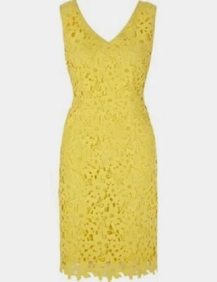 Neu UTTAM BOUTIQUE gelbes Spitzenkleid Blumen Gr. UK 12 UVP 85 £ - Bild 1 von 4