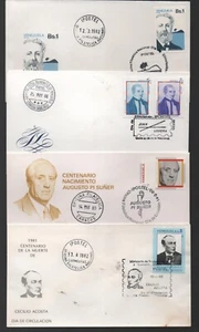 Venezuela: 1980-1985 10 diff. first day covers of thematic personalities. VS0272 - Picture 1 of 3