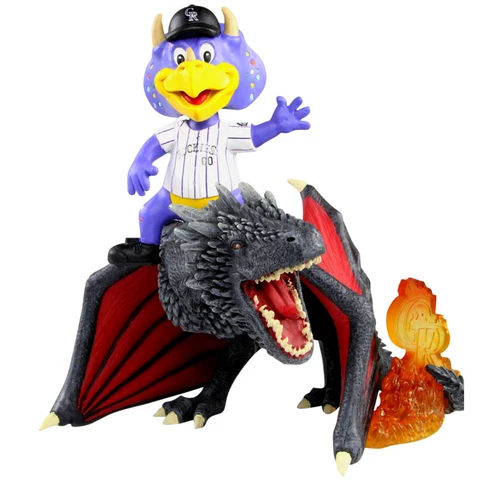 Dinger Colorado Rockies Game of Thrones Mascot on Fire Dragon Bobblehead MLB Cover