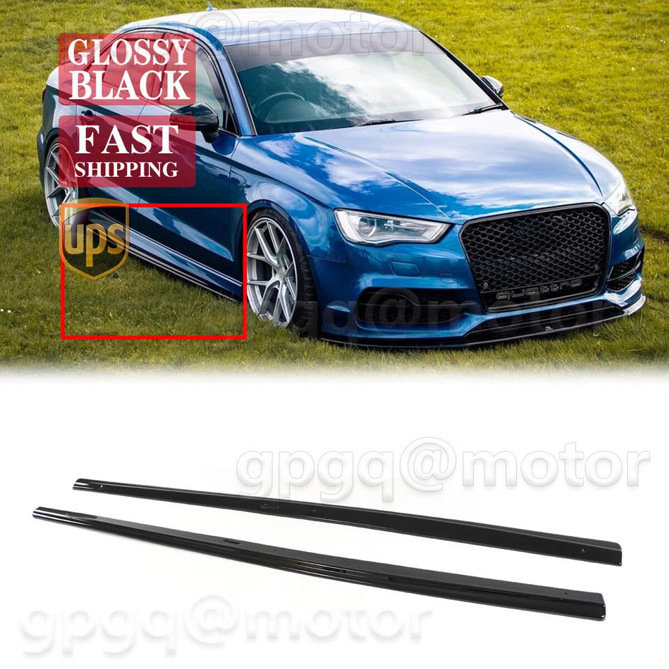 Extensión de faldón lateral negro brillante para Audi S3 / A3 S-Line Sportback 8V 2016-2019 Foto 1 de 2