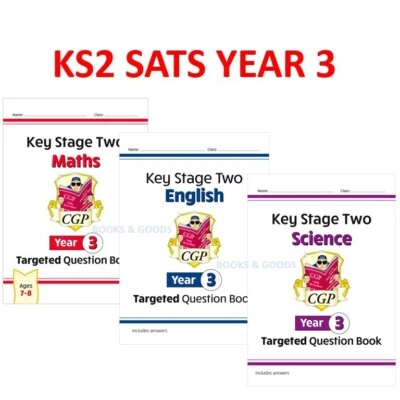 KS2 Sats Year 3 Maths English Science Targeted Workbooks wit Answer Ages 7-8 CGP - Image 1 of 4