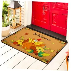 Doormat - Thanksgiving Door Mat,Turkeys Welcome 18"x30" Yellow Pumpkin Turkey - Picture 1 of 6