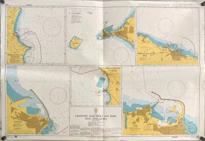 Admiralty 140 JCROTONE GALLIPOLI AND BARI WITH APPROACHES Nautical Map Chart - Image 1 of 4