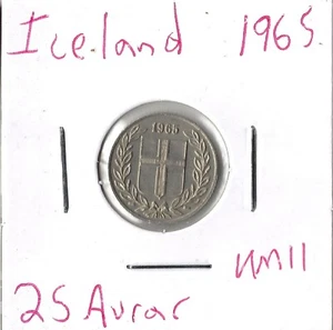 Coin Iceland 25 Aurar 1965 KM11 - Picture 1 of 3