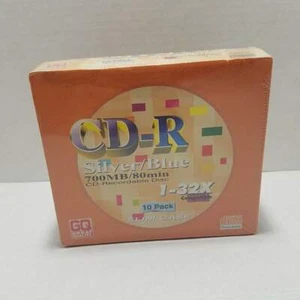CD-R 700 MB 80 Min CD Recordable Disc 1-32x 10 Pack Slim Case - Picture 1 of 2