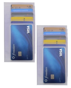 2 Clear Sleeves Plastic 5 page Inserts Long Credit Card Holder Checkbook Card - Picture 1 of 8