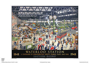 LONDON WATERLOO STATION RETRO ART VINTAGE RAILWAY TRAVEL ADVERTISING POSTER 