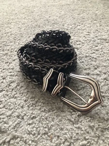Vintage NANNI Braided Italian Leather & Metal Belt Sz 36 Chain Rare Western - Picture 1 of 12