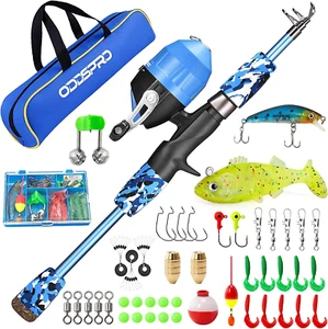 Kids Fishing Pole Pink, Portable Telescopic Fishing Rod and Reel Combo Kit - wit - Picture 1 of 12