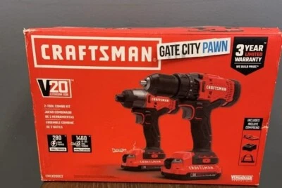Craftsman 20V 1/2” Cordless Drill Driver and 1/4” Impact Driver Combo - Image 1 of 4