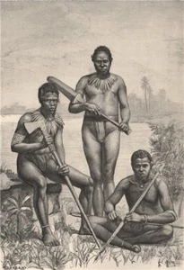 Group of New Hebrides Natives. Vanuatu. Melanesia 1885 old antique print - Picture 1 of 1