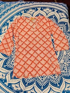Roberta Roller Rabbit Girls Tunic Sz 6 Orange Pink Boho Beaded Kids  - Picture 1 of 10