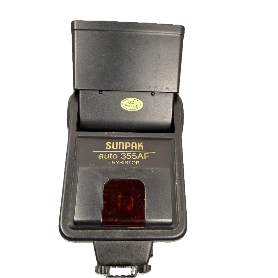 Camera Sunpak Auto 355AF Thyristor Flash Speedlight Hot Shoe Black NE - Image 1 of 4
