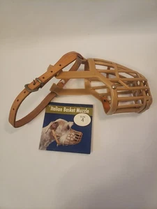 Leather Italian Basket Dog Muzzle Size 4 Tan - Tag still on - Picture 1 of 8
