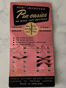 Vintage  Pin-easies  Original Securing Shank Buttons Brass   made in England - Picture 1 of 2