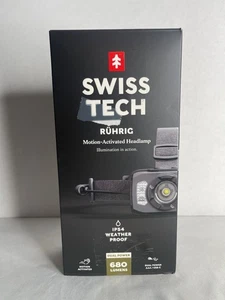 Swiss Tech 680-LUMENS RECHARGEABLE DUAL POWER LED HEADLAMP Motion Activated AAA - Picture 1 of 2