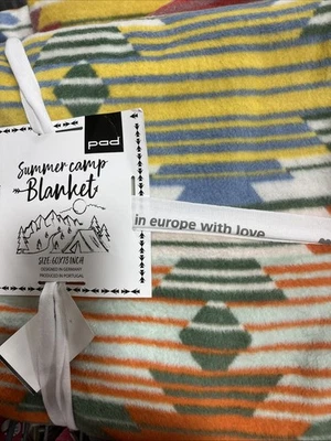 Light Blue Summer Camp Oversized Throw Blanket 60" X 78" Reversible Pad Concept - Image 1 of 4