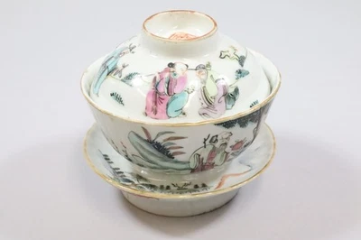 3tlg Tasse Köppchen mit Deckel & UT Porzellan handbemalt China (GW712) - Bild 1 von 4