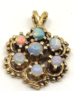 BEAUTIFUL VINTAGE ANTIQUE SOLID 14 k YELLOW GOLD FIRE OPAL CHARM / PENDANT - Picture 1 of 7