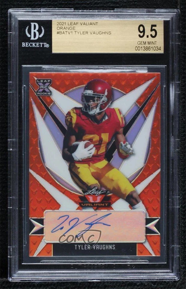 2021 Leaf Valiant Orange /50 Tyler Vaughns BGS 9.5 GEM MINT Rookie Auto RC - Image 1 of 2