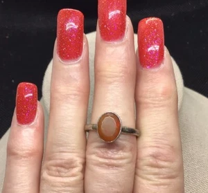 Vintage Sterling Silver 925 Cut Glass Light Brown Stone Ring Sz 8 Y301 - Picture 1 of 5