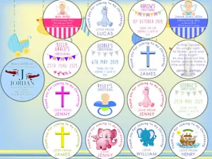 Personalised Christening Baptism Party Stickers for Sweet Cones | Matte or Gloss - Picture 1 of 42