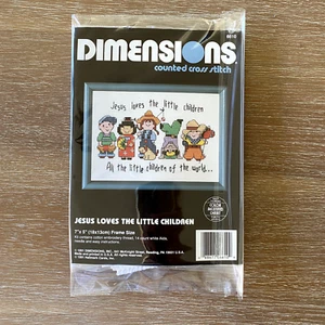 Cross Stitch Kit JESUS LOVES LITTLE CHILDREN Vintage - Still in Package - Picture 1 of 4