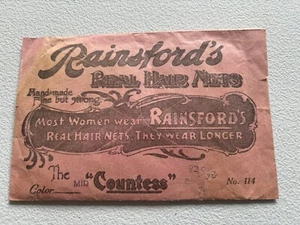 Antique Rainsford’s Pearl Hair Nets Real Hair Net in Envelope The Countess Rare - Picture 1 of 3