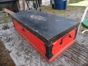 Antique Vintage Buddy "L" Tool Chest Box Toolbox Metal Handles Wooden with tray - Picture 1 of 14