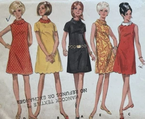 Vintage 60er Jahre Butterick 4712 Schnittmuster Jakobsmuschelkante A-Linie Kleid Gr. 12 - Bild 1 von 6