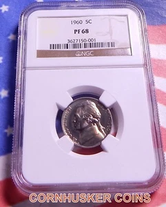 1960 JEFFERSON NICKEL NGC PF 68 ~ GREAT EYE APPEAL ~ FREE SHIPPING - Picture 1 of 2