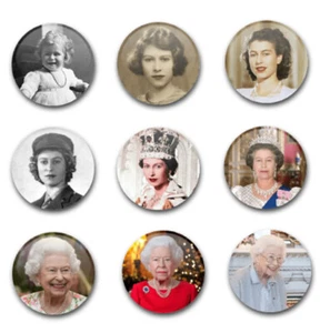 25mm 1" BUTTON BADGES x9 HM QUEEN ELIZABETH II CELEBRATION  - Foto 1 di 1
