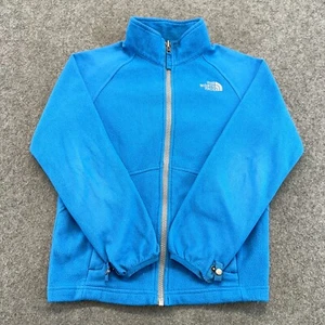 North Face Jacket Boys Small Blue Windbreaker Fleece Full Zip Polyester Solid - Picture 1 of 12
