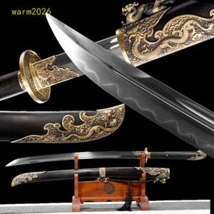 Razor Sharp Broadsword T10 Steel Clay Temper Damascus Blade KUNGFU Battle Sword - Picture 1 of 12