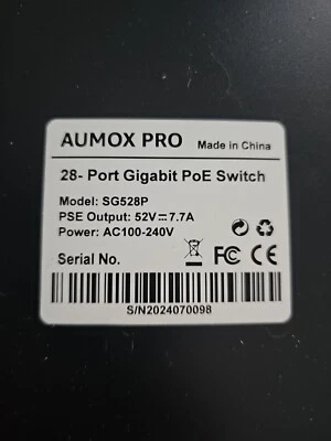 AUMOX 28 Port Gigabit PoE Switch 400W, with 24 Port PoE and 2 Uplink Port SG528P - Image 1 of 3