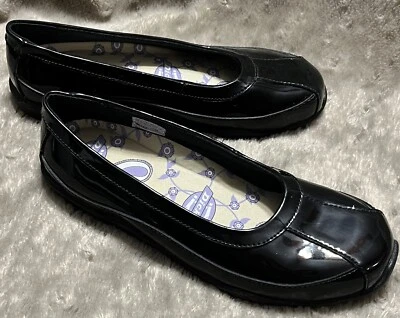 NUEVO Dickies Bailarina Médica Zapato Plano Negro Charol Comodidad Sin Deslizamientos Mujeres Talla 8M Foto 1 de 4