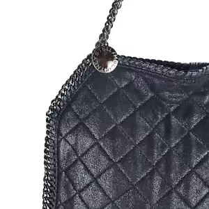 Authentic STELLA MCCARTNEY Falabella Large Tote Bag Quilted Black 15"x 14"x 4" - Picture 1 of 22