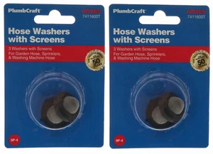 (6) PlumbCraft 7411600T 3/4" D Hose Washers with Screens, 2-Packs of 3 (Waxman) - Picture 1 of 4