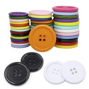 20/40/80/160pc Buttons 25mm 4-Hole Round Shape Plastic Resin Holes Sewing DIY - Picture 1 of 16